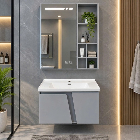 Bộ tủ chậu lavabo, tủ gương phòng tắm TC 018-60