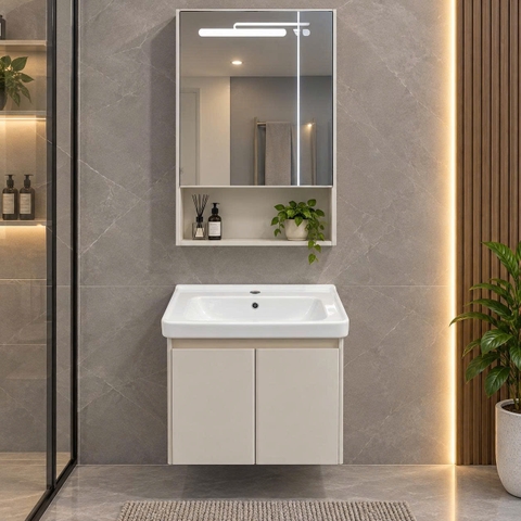 Bộ tủ chậu lavabo, tủ gương phòng tắm TC 019-50