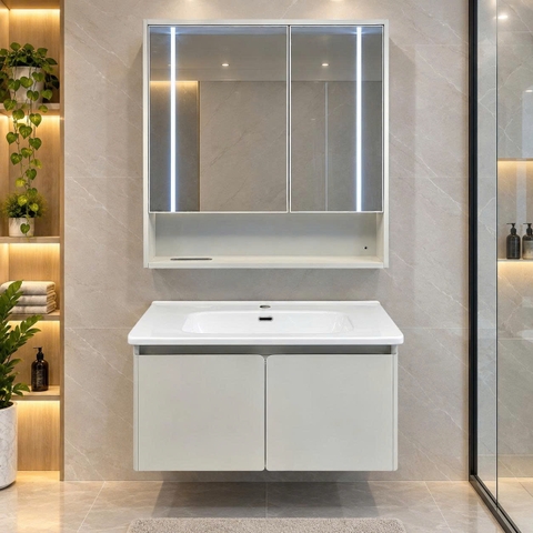 Bộ tủ chậu lavabo, tủ gương phòng tắm TC 030-80