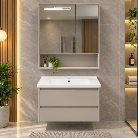 Bộ tủ chậu lavabo, tủ gương phòng tắm TC 032-80