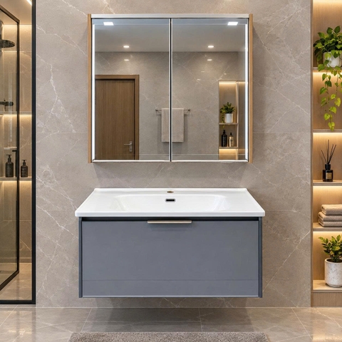 Bộ tủ chậu lavabo, tủ gương phòng tắm TC 034-100