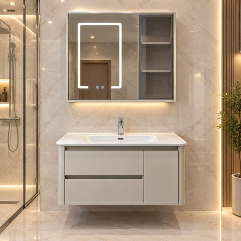Bộ tủ chậu lavabo, tủ gương phòng tắm YS 701