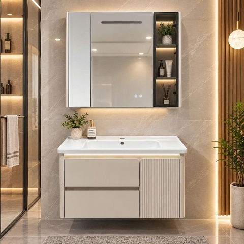 Bộ tủ chậu lavabo, tủ gương phòng tắm ASA-901