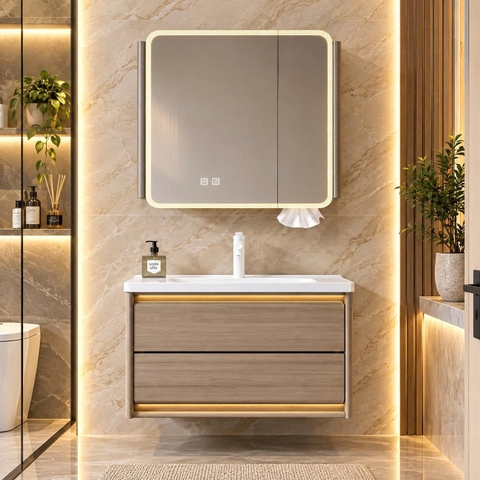 Bộ tủ chậu lavabo, tủ gương phòng tắm TC 108