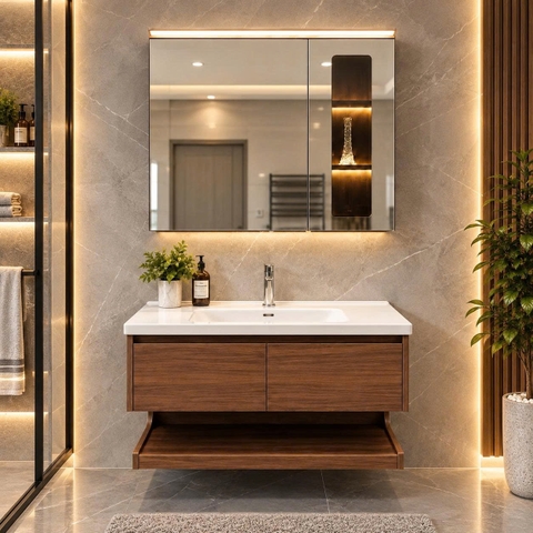 Bộ tủ chậu lavabo, tủ gương phòng tắm WLA01