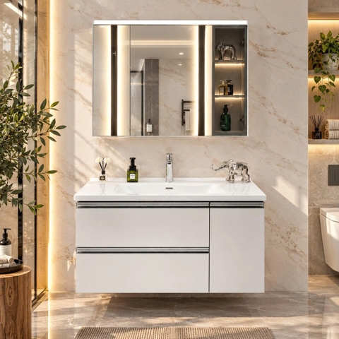 Bộ tủ chậu lavabo, tủ gương phòng tắm WL2015B