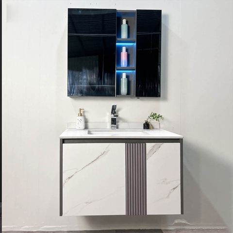 Bộ tủ chậu lavabo, tủ gương phòng tắm MW6637