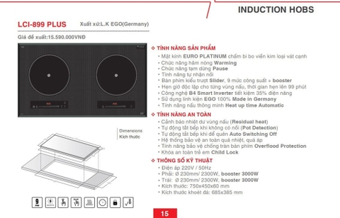 BẾP TỪ ĐÔI LORCA LCI 899 PLUS