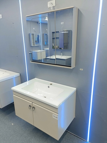 Bộ tủ chậu lavabo, tủ gương phòng tắm TC 002-80