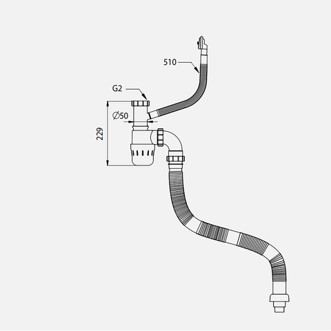 Siphon chậu rửa bát 1 hố Kluger KSP – 301