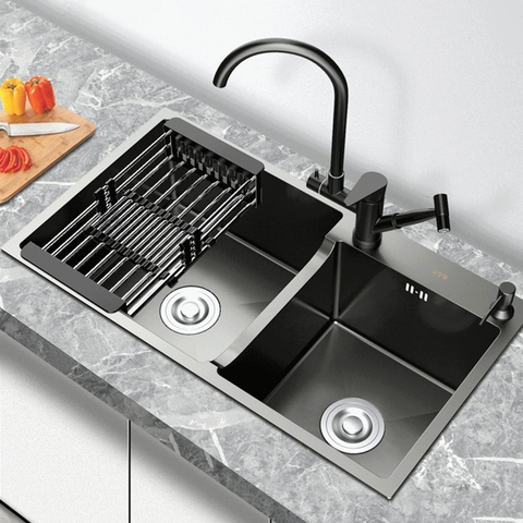 Chậu rửa chén, bát nano đen 2 hố