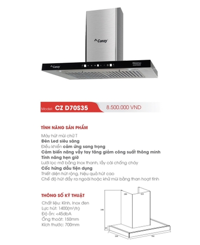 Máy hút mùi Canzy D70S35