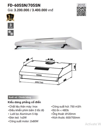 Máy hút mùi Fandi FD 705SN