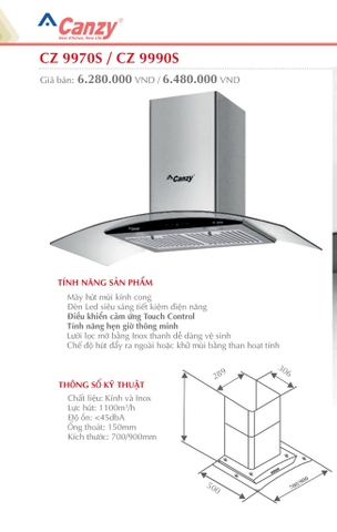 Máy hút mùi Canzy CZ 9970s