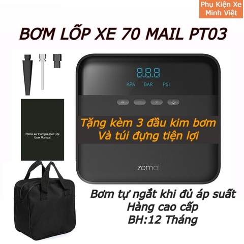 Bơm Ô Tô Xiaomi 70mai TP03 Chính Hãng – Bơm Điện Đa Năng, Tự Động Ngắt