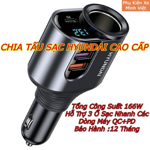 Tẩu Chia Sạc Ô Tô Cao Cấp - Hỗ Trợ Sạc Nhanh, Công Suất 166W