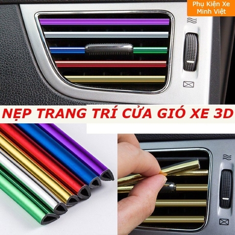 Nẹp Trang Trí Cửa Gió Điều Hòa Ô Tô 3D – 10 Thanh, Nhiều Màu, Cao Cấp