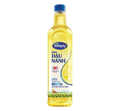 Dầu đậu nành nguyên chất Simply, chai 1 lít