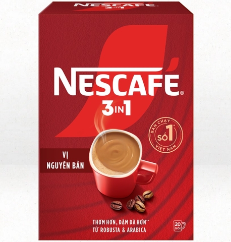 Cà phê Nescafe 3In1 vị nguyên bản, hộp 340g (21 gói)