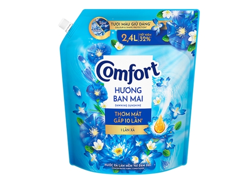 Nước xả vải Comfort hương ban mai, túi 2.4L