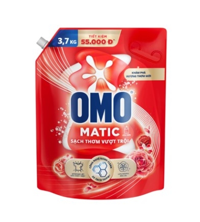 Nước giặt Omo cửa trên sạch thơm vượt trội, túi 3.5L