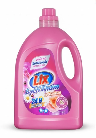 Nước giặt Lix sạch thơm hương nắng hạ, can 3.3kg