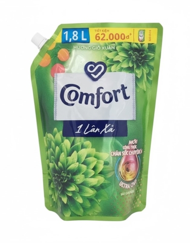 Nước xả vải Comfort một lần xả hương Gió Xuân, túi 1.8lít