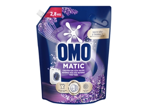 Nước giặt OMO Matic cửa trước hương oải hương thư thái, túi 2.8kg