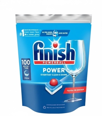 Viên rửa chén bát Finish Powerball Power All In 1 Max - Túi 100 viên