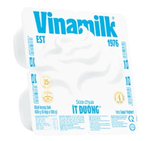 Sữa chua ăn Vinamilk ít đường, lốc 4 hộp