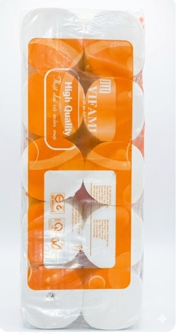 Giấy vệ sinh Vifami, cuộn nhỏ màu cam