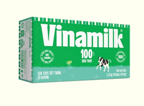 Sữa tươi Vinamilk có đường, hộp 110ml