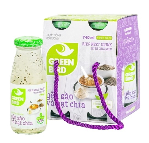 Nước uống bổ dưỡng Yến sào và hạt chia 185ml – Lốc 4 hủ