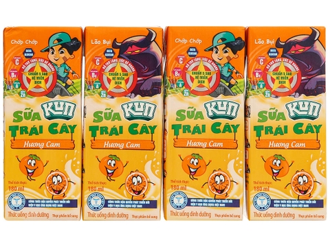 Sữa trái cây Kun hương cam, hộp 180ml
