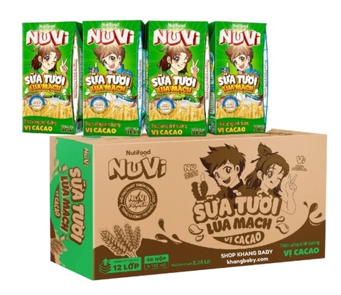 Nuvi - Sữa tươi lúa mạch cacao, 110ml