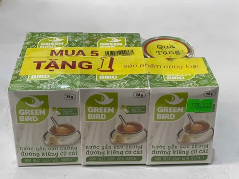Green Bird - nước yến sào chưng đường kiêng củ cải, lốc 5 hủ tặng 1