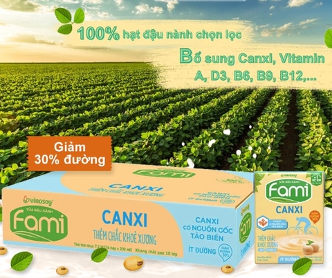 Sữa Fami Calxi (ít đường), 200ml
