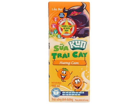 Sữa trái cây Kun hương cam, hộp 180ml