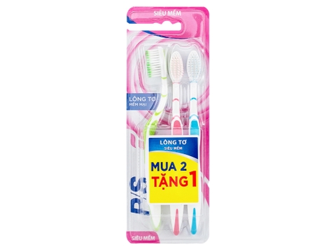 Bàn chải đánh răng PS (lông tơ mềm mại), bộ 3