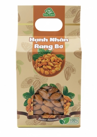 Hạt Hạnh nhân rang Bơ Mộc Farm, hộp giấy 470g