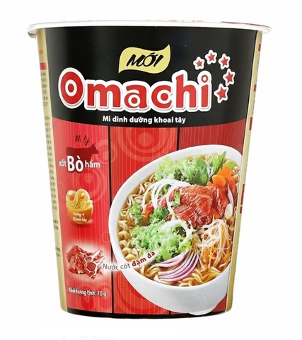 Mì dinh dưỡng khoai Tây  Omachi xốt bò hầm, ly 69g