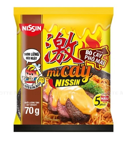 Mì Xào Nissin Hàn Quốc vị Bò phô mai, gói 70g