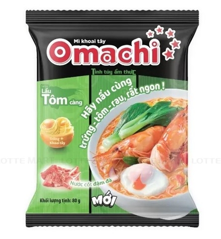 Mì ăn liền Omachi lẫu Tôm càng gói 80g