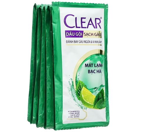 Dầu gội sạch gàu Clear mát lạnh bạc hà 5.8ml x 10 gói