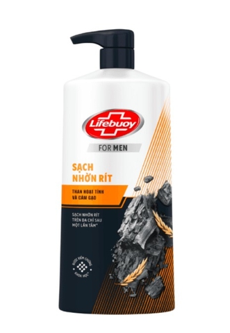 Sữa tắm bảo vệ khỏi vi khuẩn Lifebuoy Cám Gạo & Than hoạt tính, chai  800g