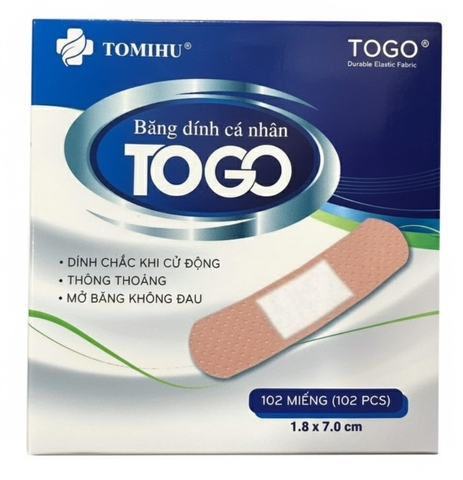 Băng cá nhân Togo hộp 102 cái