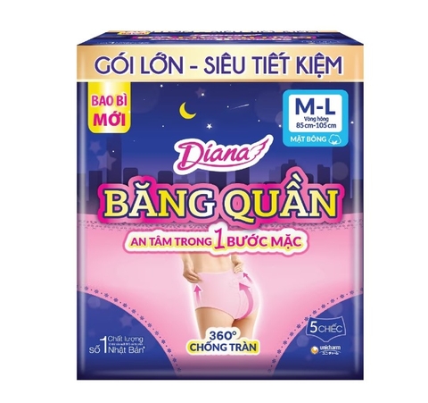 Băng vệ sinh Diana Sensi ban đêm dạng quần Size M-L 5 miếng