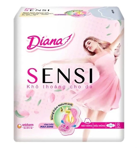 Băng vệ sinh Diana Sensi siêu mỏng cánh 23cm 8 miếng