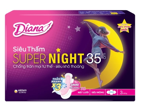 Băng vệ sinh siêu thấm Super Night Diana 3 miếng 35cm