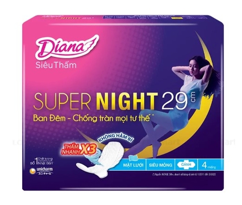 Băng vệ sinh Diana Sensi Night ban đêm có cánh 29cm
